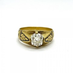 Кольцо с бриллиантом и эмалью
